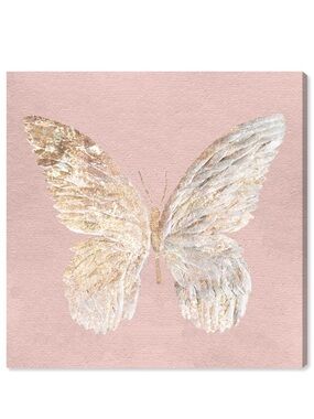 Blush & Gold Butterfly Canvas Art – Neutral Glam Wall Decor | Oliver Gal | 30x30